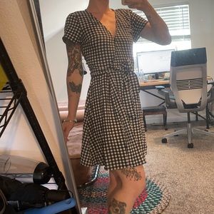 Black and white checkered wrap dress